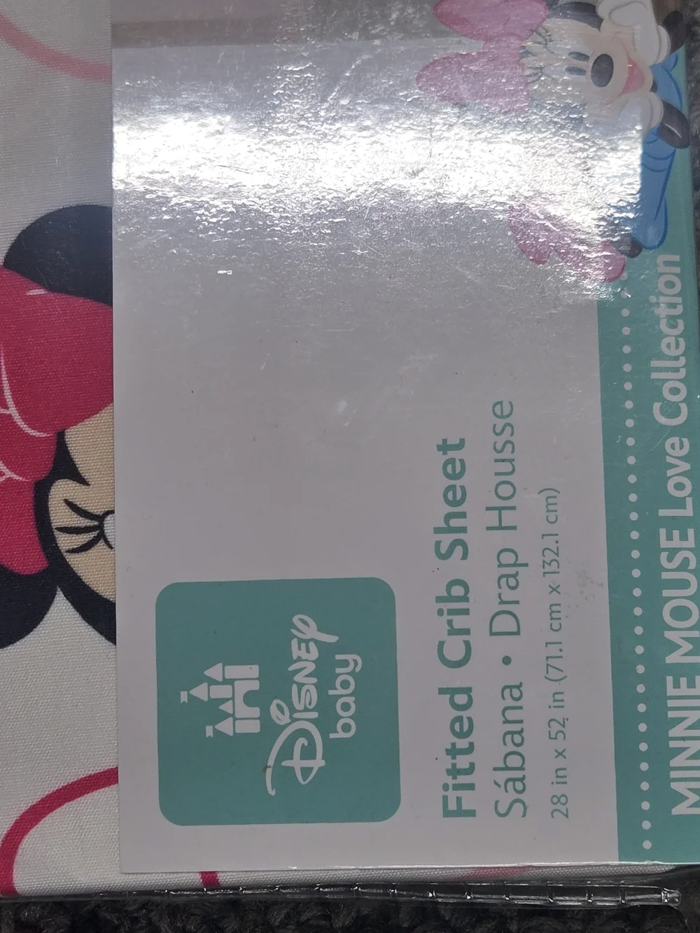 Disney Baby Minnie Mouse Love Collection Fitted Crib Sheet White New in Package